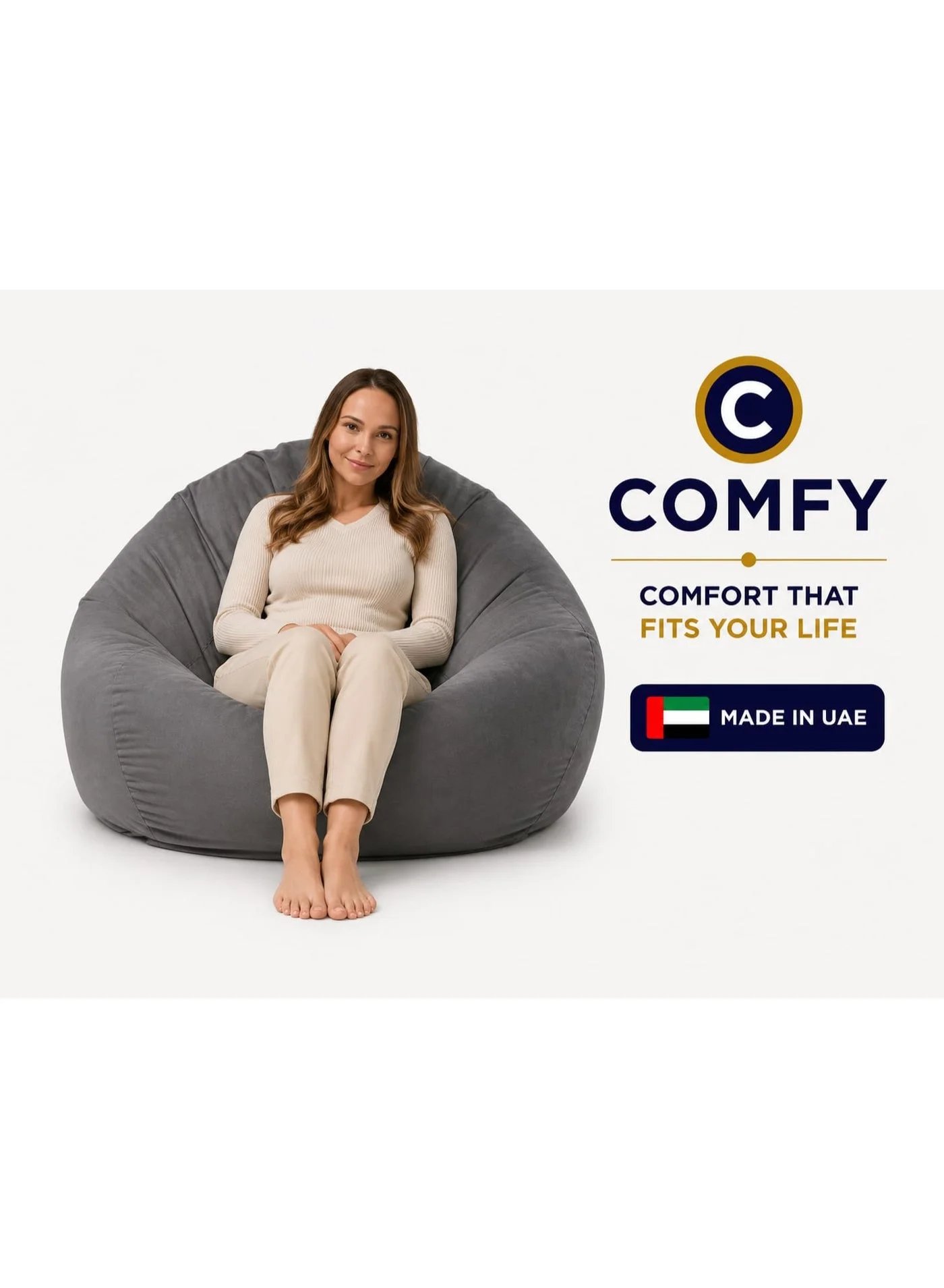 Premium Velvet Bean Bag Chair Extra Large Adult Lounge Seating (Charcoal Grey, XL) syb0q