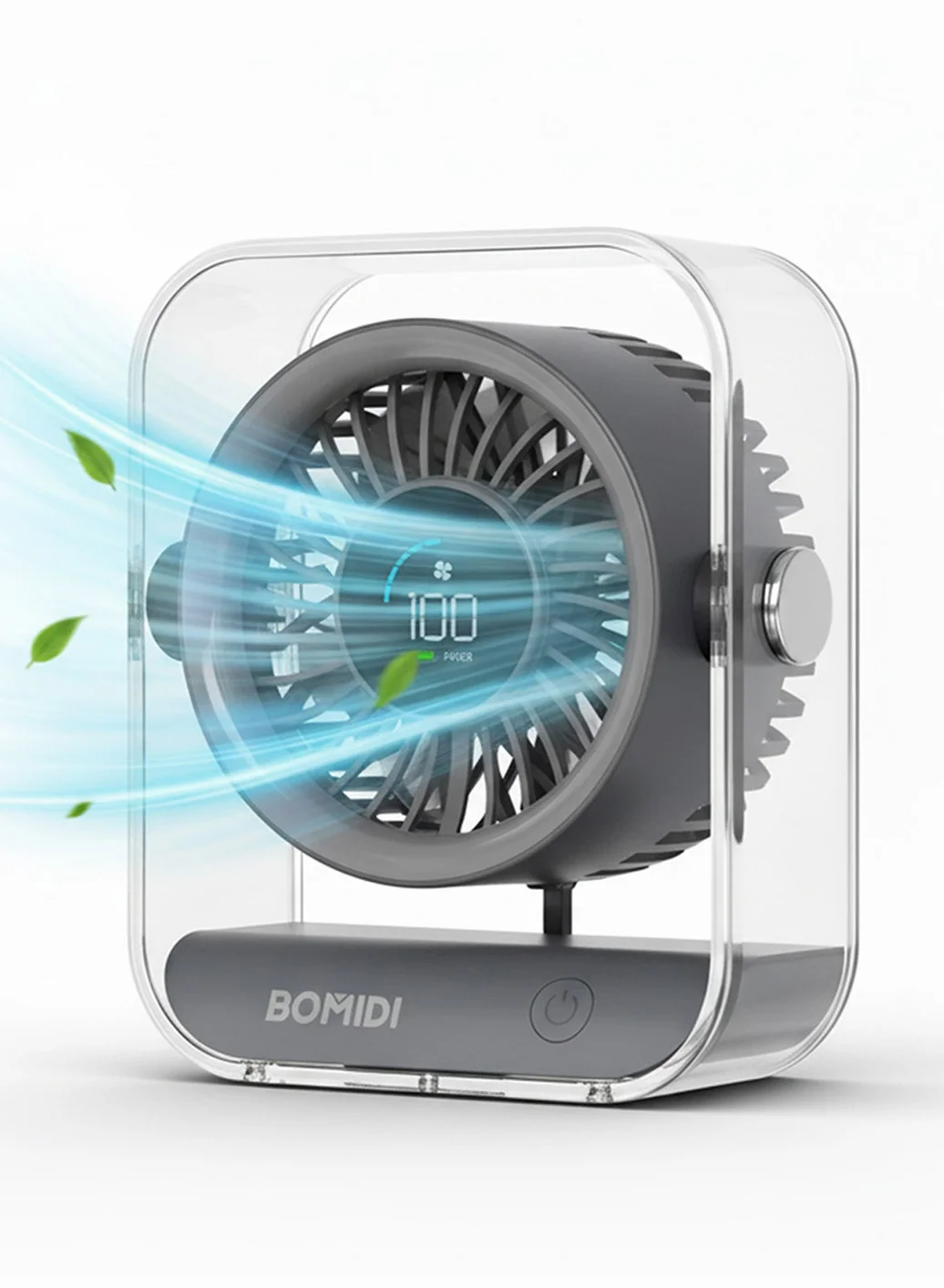BOMIDI Portable Desktop Fan with LED Digital Display and 3000mAh Rechargeable Battery (7-Blade, Quiet Brushless Motor, Type-C Charging) 9si2c