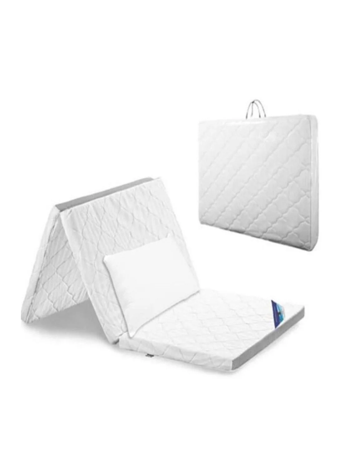 AL WADI FURNITURE Single Tri-Fold Mattress with Microfiber Pillow (White, 180 x 90 x 8 cm) y18rf