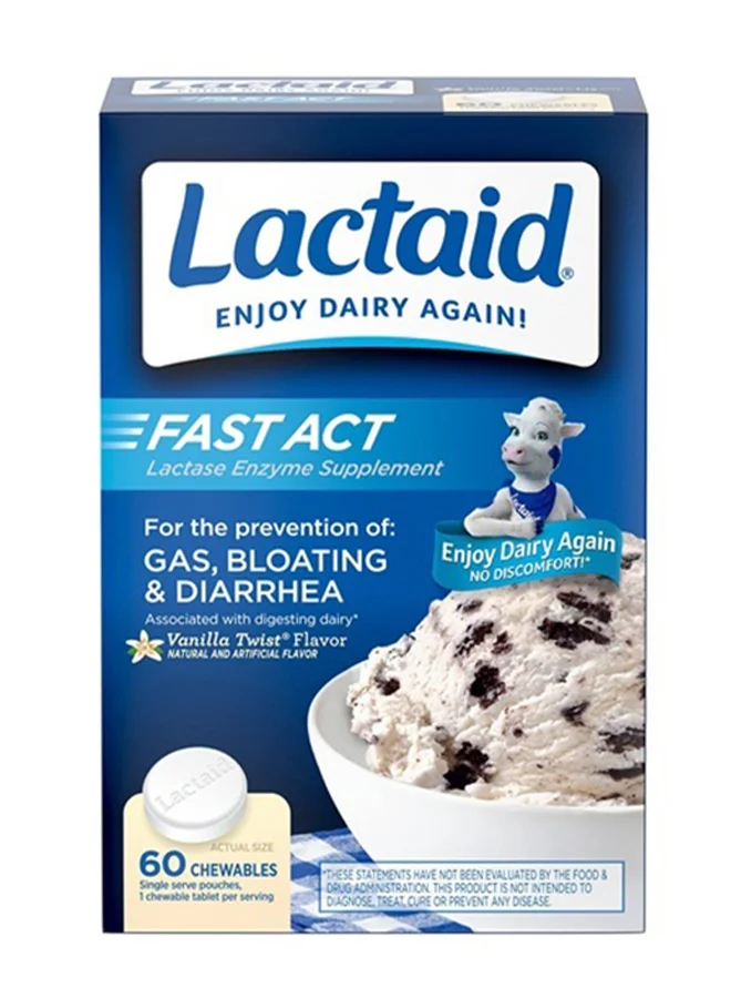 Lactaid Fast Act Lactase Enzyme Supplement Tablets (60 Chewables) gd762
