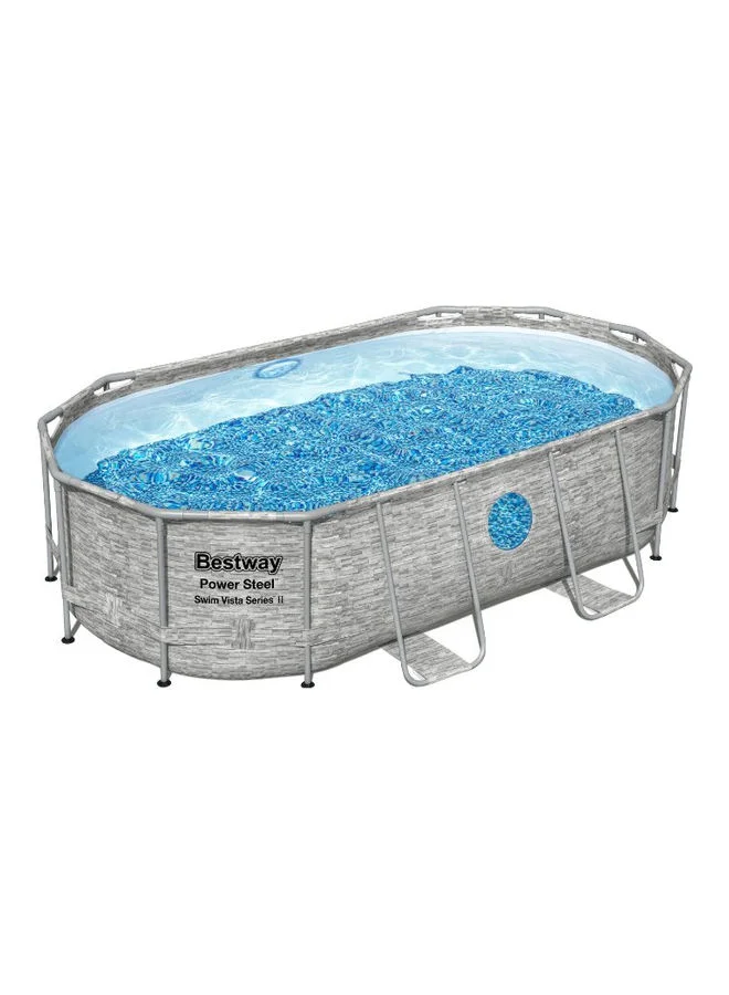 Premium Oval Above Ground Swimming Pool Set (427 x 250 x 100 cm) Durable Steel Frame Family Backyard Pool 7mje3