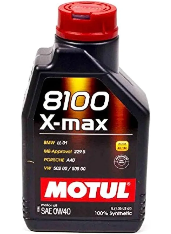 Motul 8100 X-Max 0W-40 Full Synthetic Motor Oil High-Performance Engine Lubricant (1 Liter) orzz9