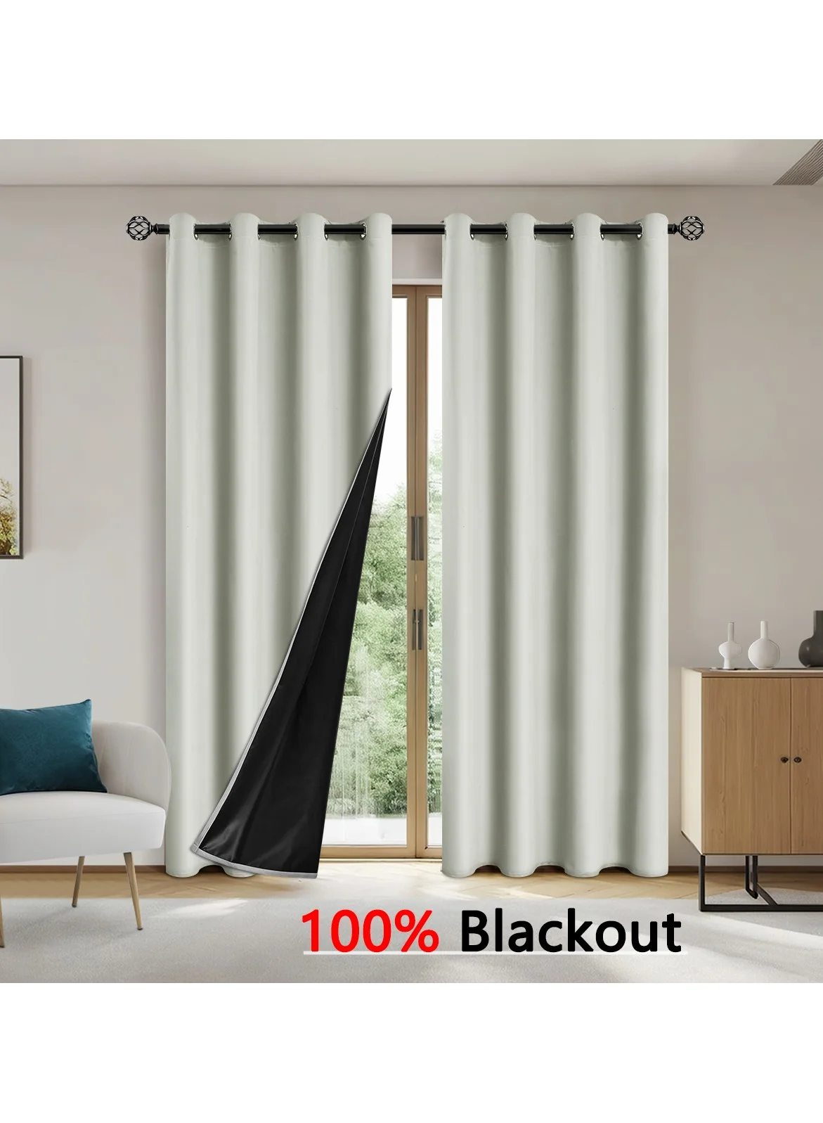 DUNISO Thermal Insulated Blackout Curtains for Bedroom and Living Room (Beige, 132x241cm, 2 Panels) lyupz