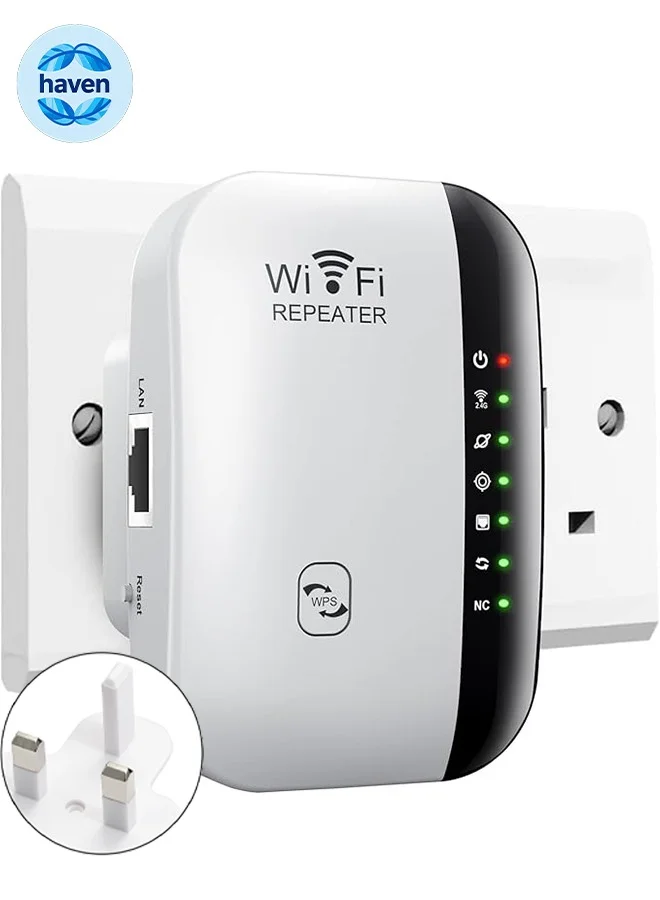 HAVEN 300Mbps Wireless Wi-Fi Range Extender Signal Booster with Ethernet Port for Home Office (Compact) m65tn