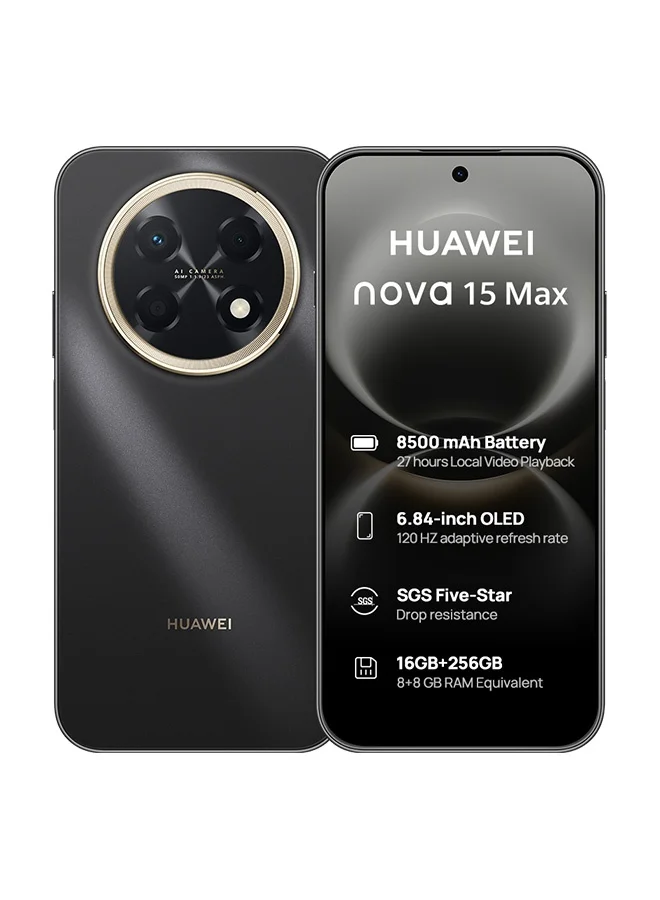 Smart Nova 15 Max Dual SIM Smartphone (8GB RAM, 256GB, 6.84-inch Display, Golden Black, Middle East Version) 49nef