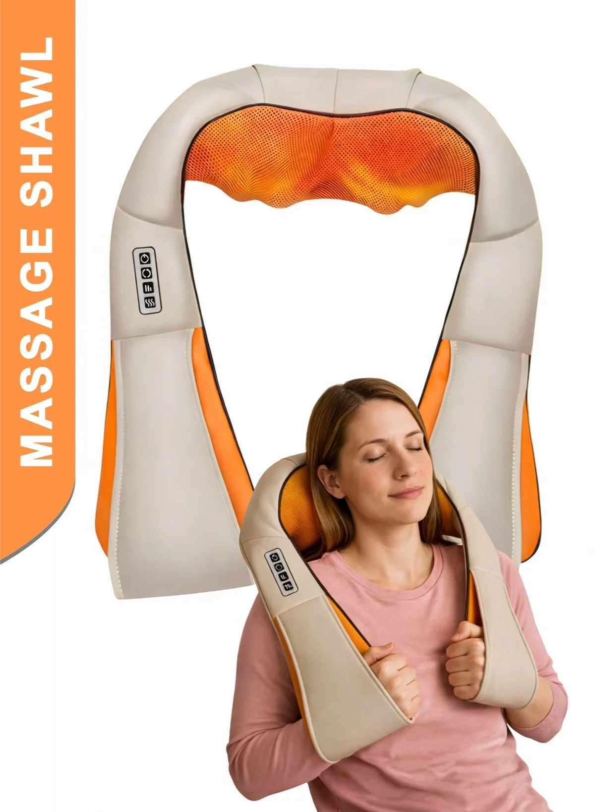 Bukela U-Shape Electric Shiatsu Neck and Shoulder Massager with Heat and Vibration (Deep Tissue 3D Kneading, Home and Car Use) z9kx4