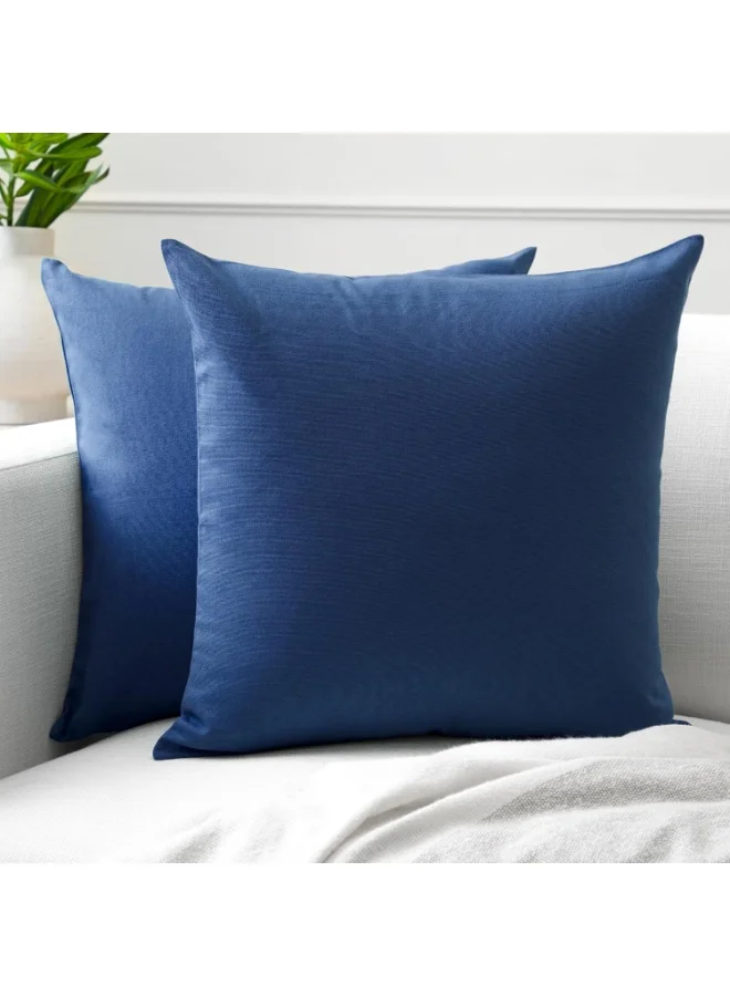Home Care Decorative Cushion Covers (Solid Dyed Cotton Canvas, 60 x 60 cm, 2pc Set) - Cobalt 691va