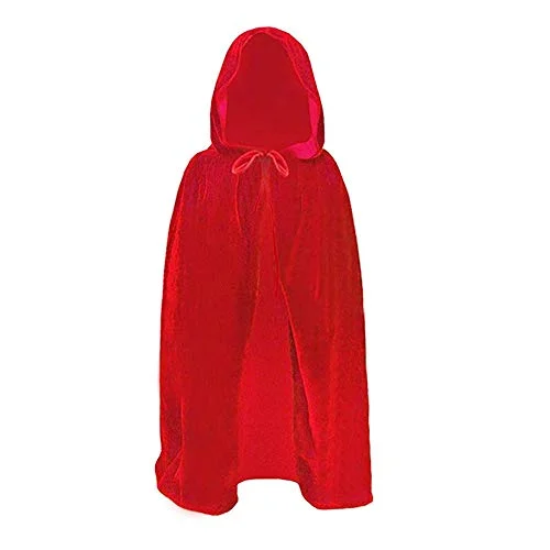 Velvet Hooded Cape for Kids Little Red Riding Hood Cosplay Costume (Red, 100 cm) 0ahsl