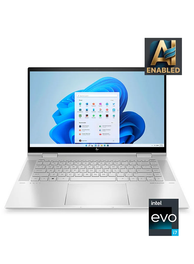 Premium 2-in-1 Convertible Touchscreen Laptop 15.6-Inch Display Intel Core i7 16GB RAM 512GB SSD Windows 11 Home (Silver) d262b