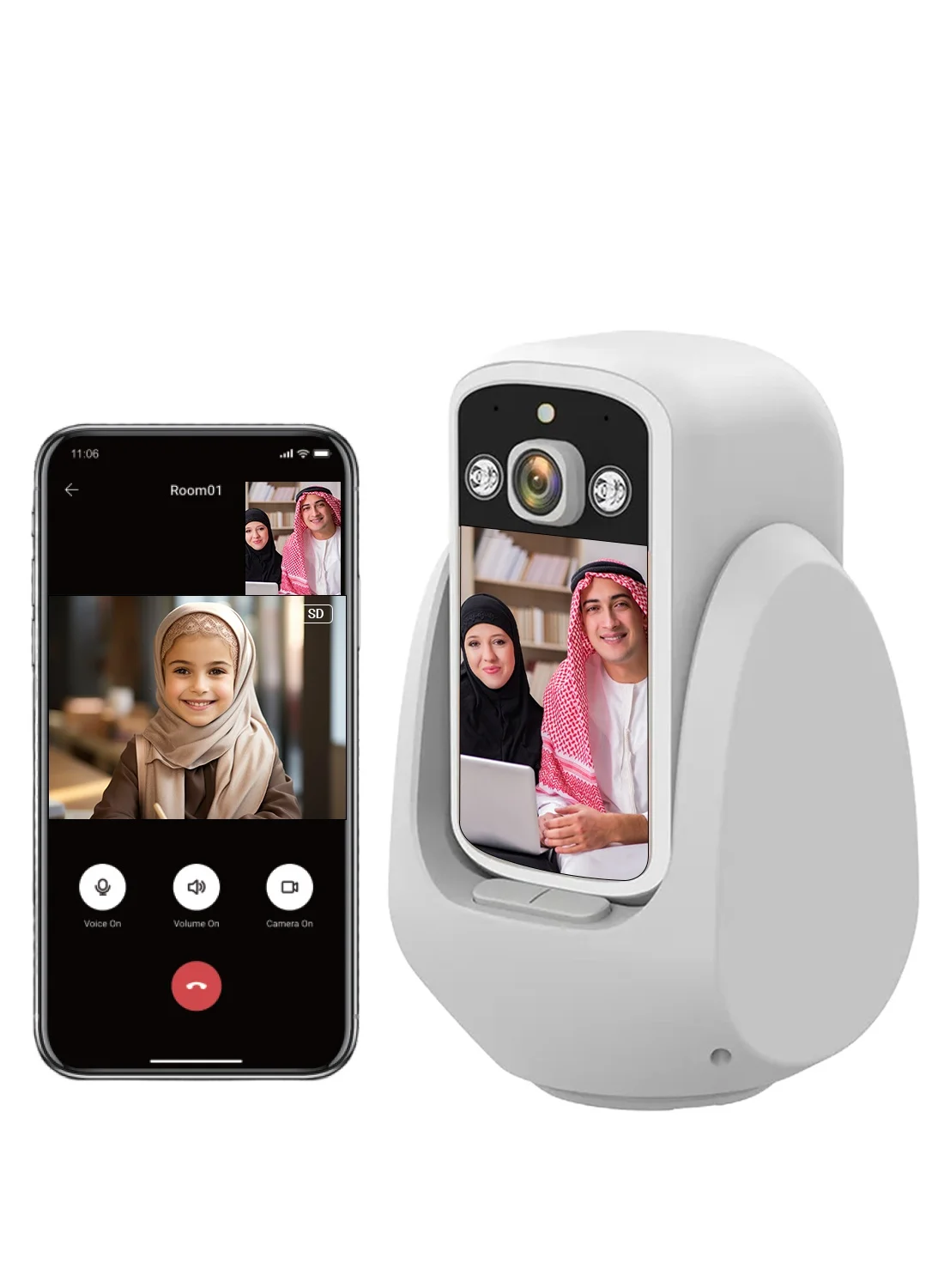 Sekyo Smart Indoor Security Camera with 2.8-inch Screen and 2-Way Video Calling (White, 2MP) 8b5cm