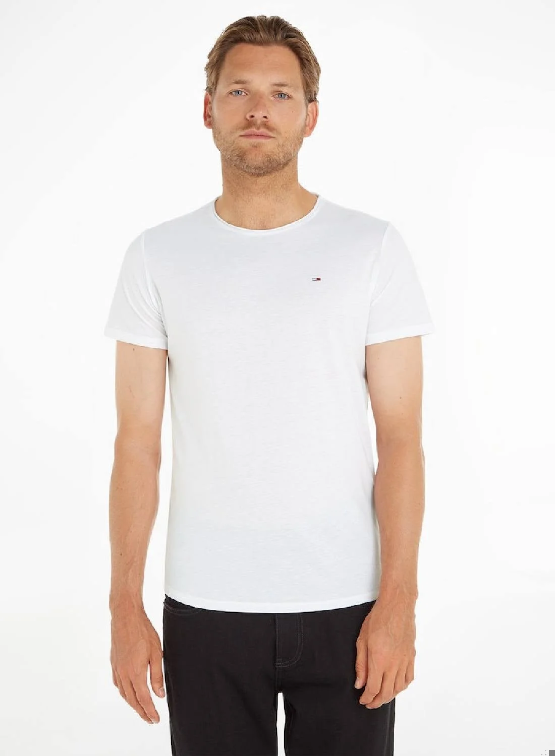 Premium Slim Fit Crew Neck T-Shirt for Men (Solid Color, Size M) d57ed
