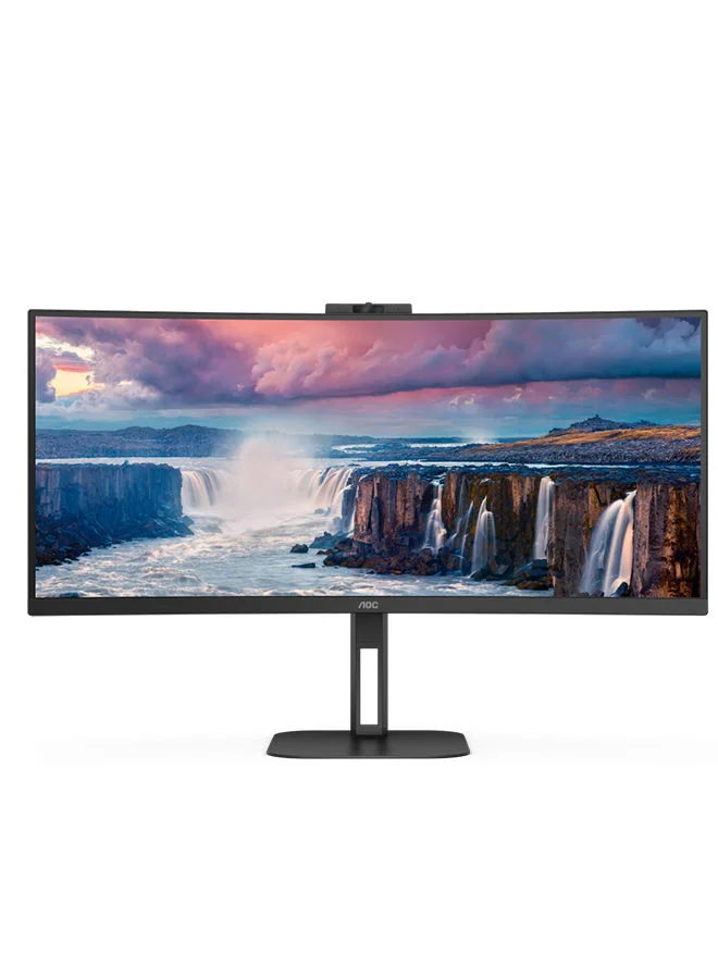 AOC 34 Inch UWQHD Curved Frameless Monitor (100Hz, VA Panel, USB-C, Integrated Webcam, Height Adjustable Stand, Black) 4xz8p
