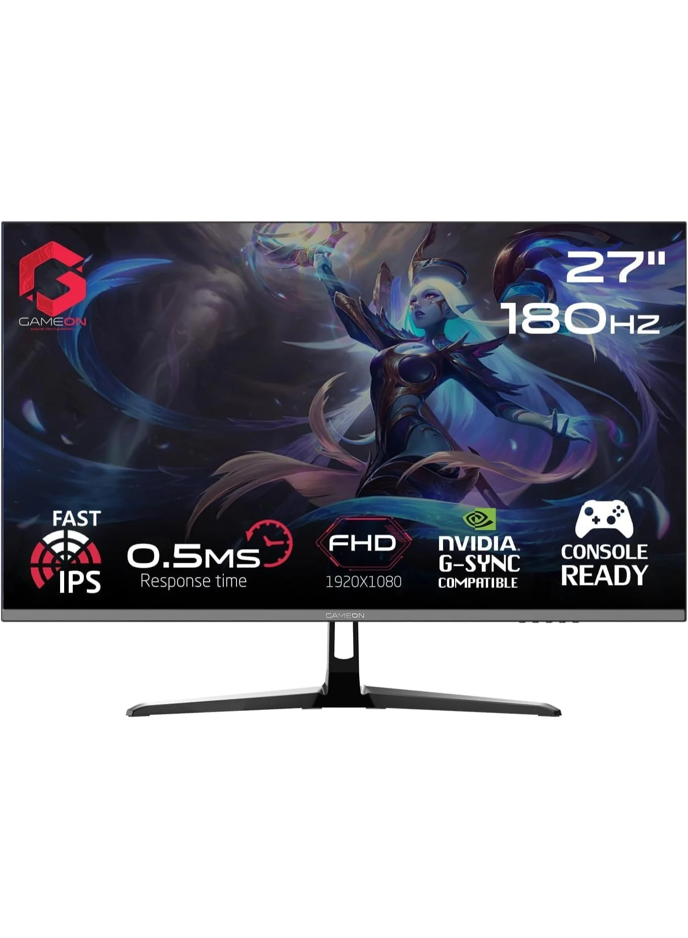 GAMEON 27-inch FHD IPS Gaming Monitor, 180Hz Refresh Rate, 0.5ms Response Time, HDR, HDMI 2.1, Console Ready (Black, 27 inch) sn02z