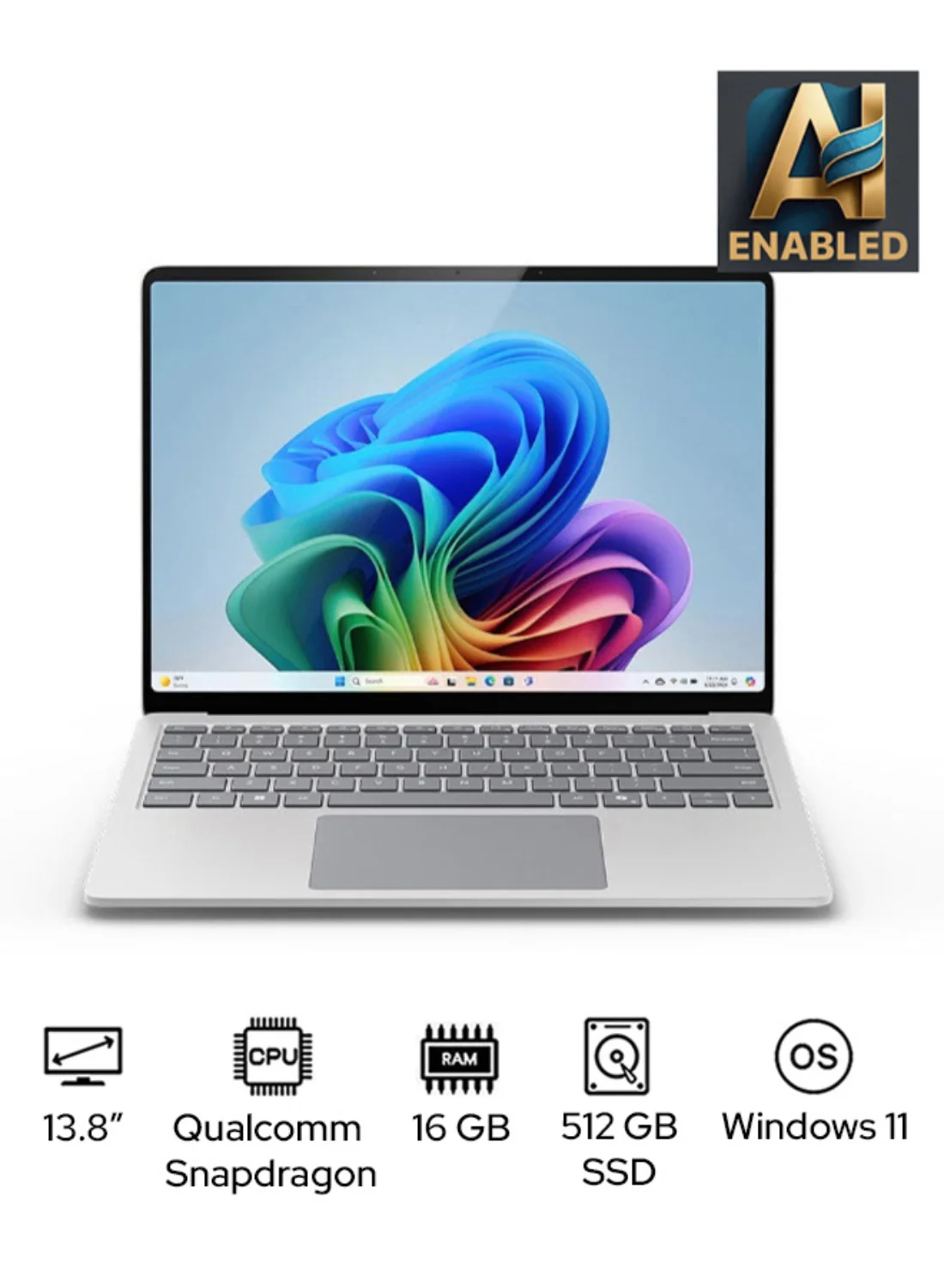 Premium 13.8-Inch Copilot+ Laptop, 12-Core Processor, 16GB RAM, 512GB SSD, Windows 11 English/Arabic (Platinum) zx57w