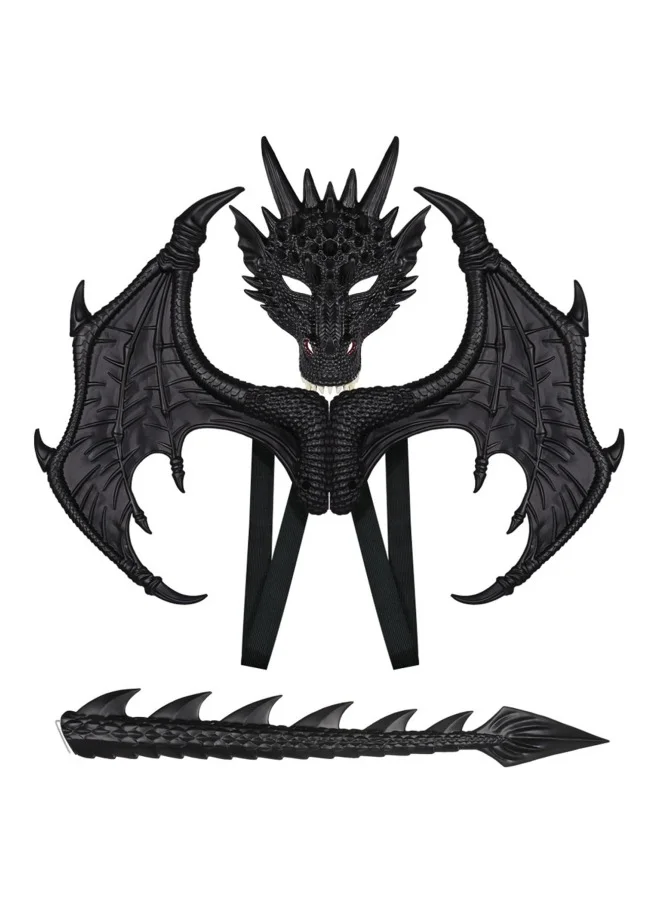 CCOVERY Dragon Costume Set Dinosaur Wing Tail and Mask for Kids (Black, One Size) iizkz