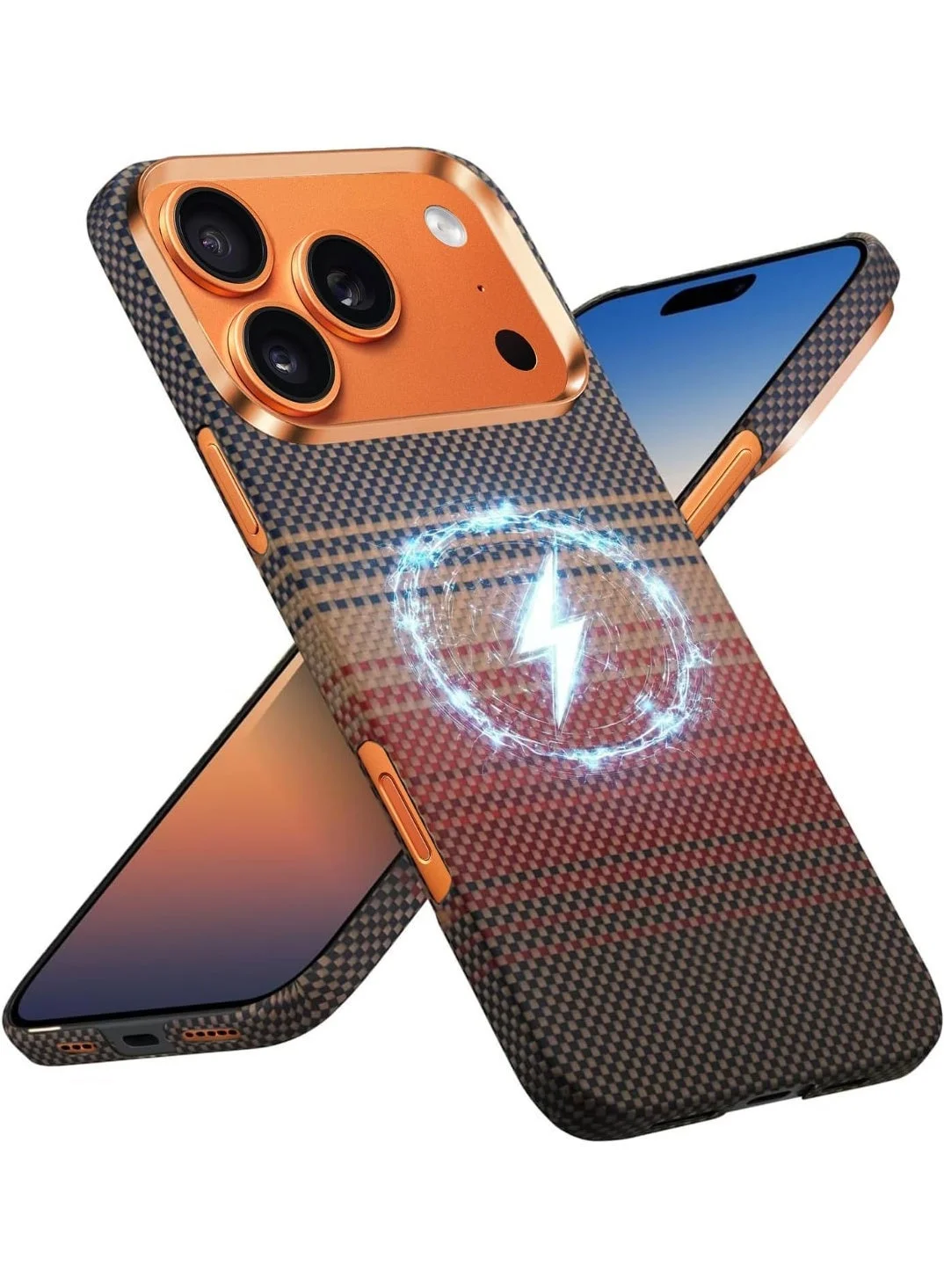 RADIANCES Protective Case for 6.9-inch Smartphone, Shockproof Slim Cover with Magnetic Charging Support (Orange, 6.9-inch) fli7b