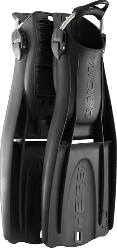 Premium Adjustable Open Heel Diving Fins Lightweight Durable Scuba Gear (Black, ML) aeksy