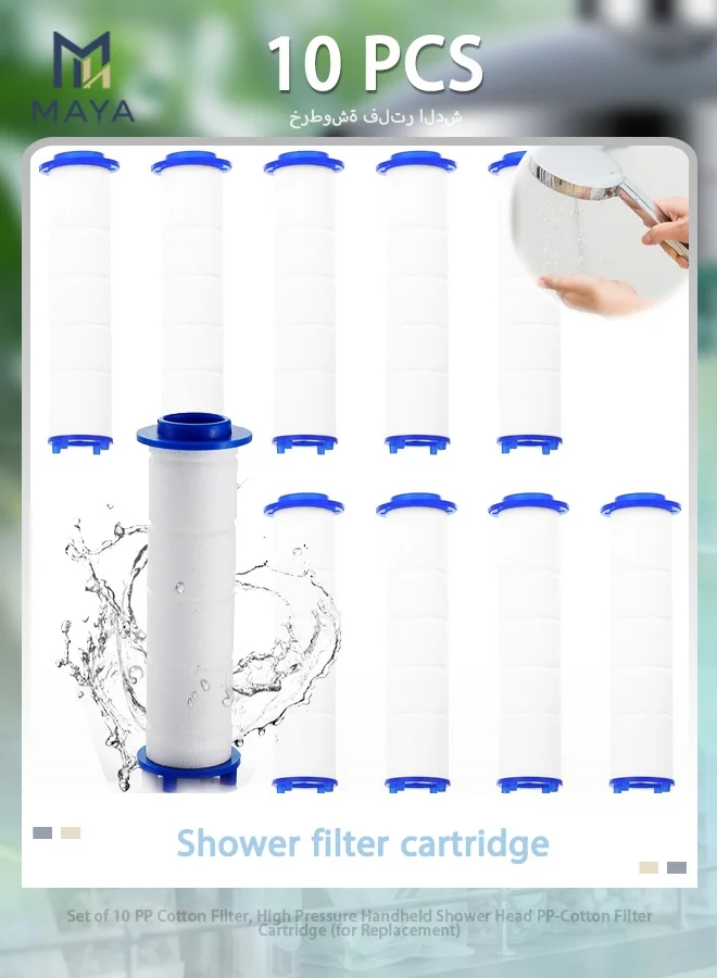 Maya Shower Head Replacement Filter Cartridge (10-Pack, PP Cotton, High-Pressure Filtration) j21v4