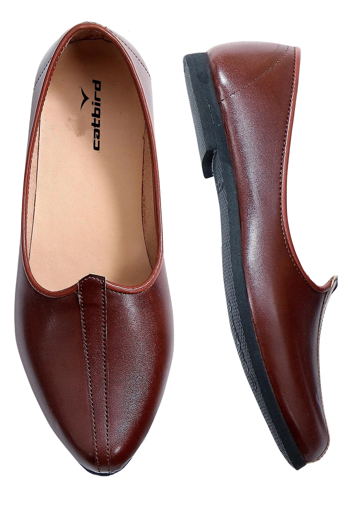 CatBird Traditional Ethnic Jutti for Men Premium Leather Nagra Mojari (Brown, 41 EU) bhhw8
