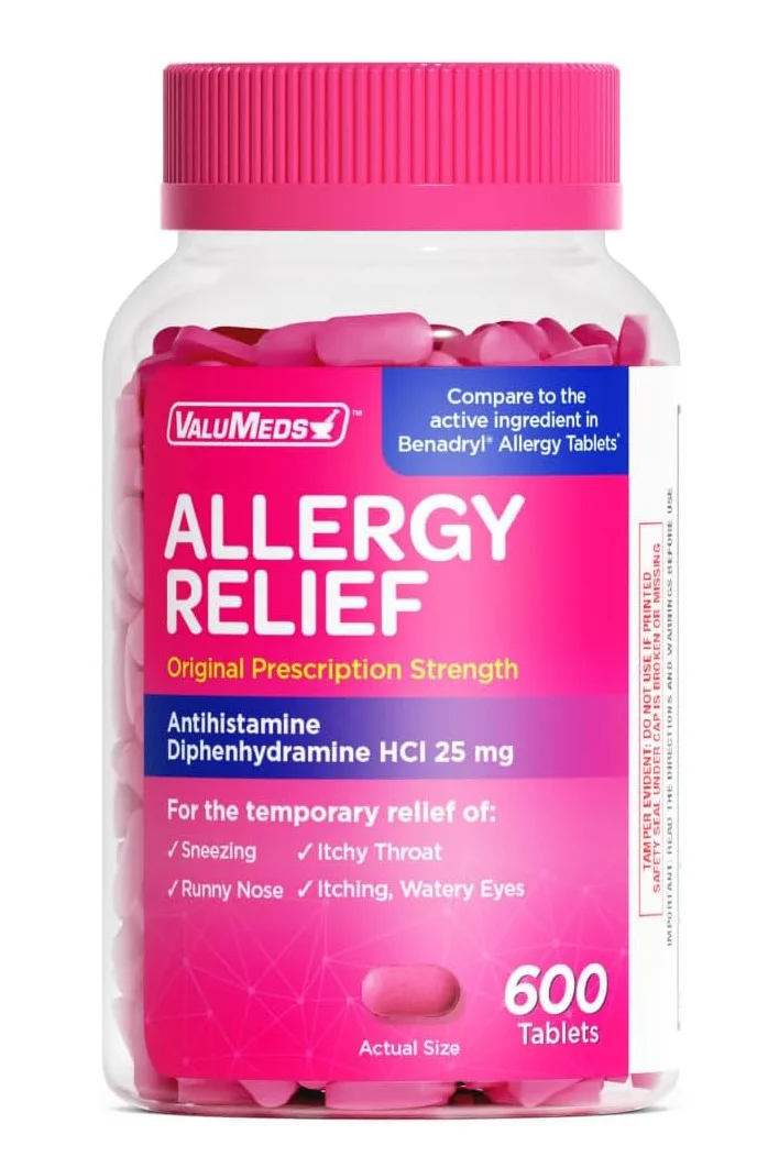 ValuMeds Allergy Relief Tablets Premium Antihistamine Formula for Seasonal Support (600 Tablets) dtqa9