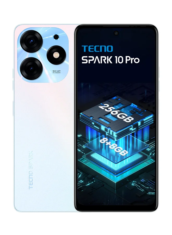 TECNO Spark 10 Pro Smartphone 8GB RAM 256GB Storage 6.8-Inch Display (Pearl White, 5000mAh) 3a8e6
