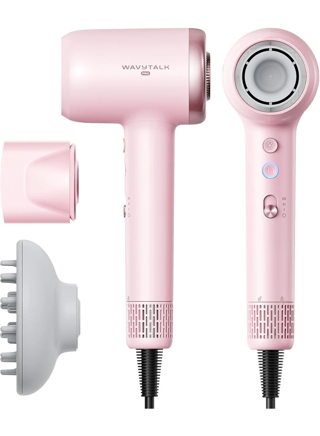 Wavytalk Professional Ionic Hair Dryer with Diffuser and Concentrator Attachments for Fast Drying and Frizz Control (Lightweight, For All Hair Types) 2omyr
