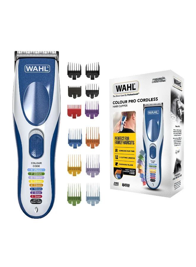 Professional Cordless Hair Clipper and Trimmer Grooming Kit (Blue, 12-Piece Comb Set) r52mg