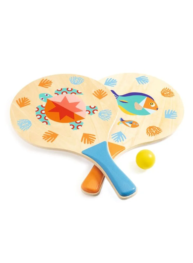 DJECO Sea Racket Set With Ball Premium Outdoor Beach Game (1 Set) apptf