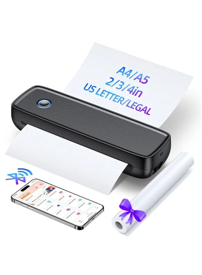 XiuWoo Portable Wireless Thermal Printer Compact Inkless Document Printer for A4 and US Letter Paper (White) 02cay