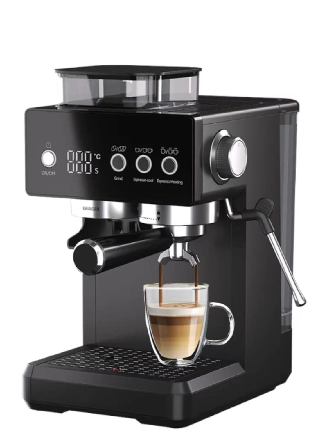Wtrtr Professional Espresso Machine with Built-in Grinder, 20 Bar High-Pressure Coffee Maker for Home and Office (1350W, Large) gm011