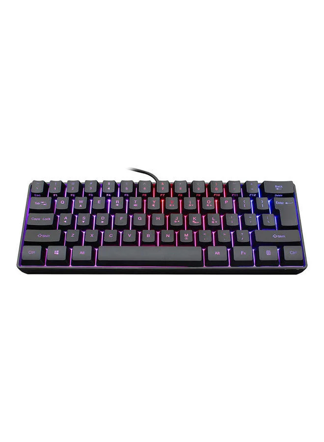 Rock Pow 61-Key Wired Gaming Keyboard RGB Backlit Waterproof Compact Mechanical Feel (Black, 61-Key) bwbz8