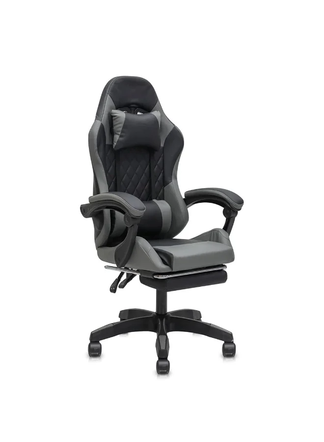 Premium Ergonomic Gaming Chair with Footrest and Lumbar Support (Black and Grey, Adjustable Swivel Office Chair) al1x8