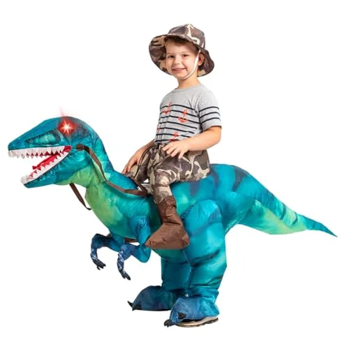 Inflatable Dinosaur Costume for Kids Riding T-Rex Funny Halloween Fancy Dress Cosplay Outfit (One Size) vy3ni