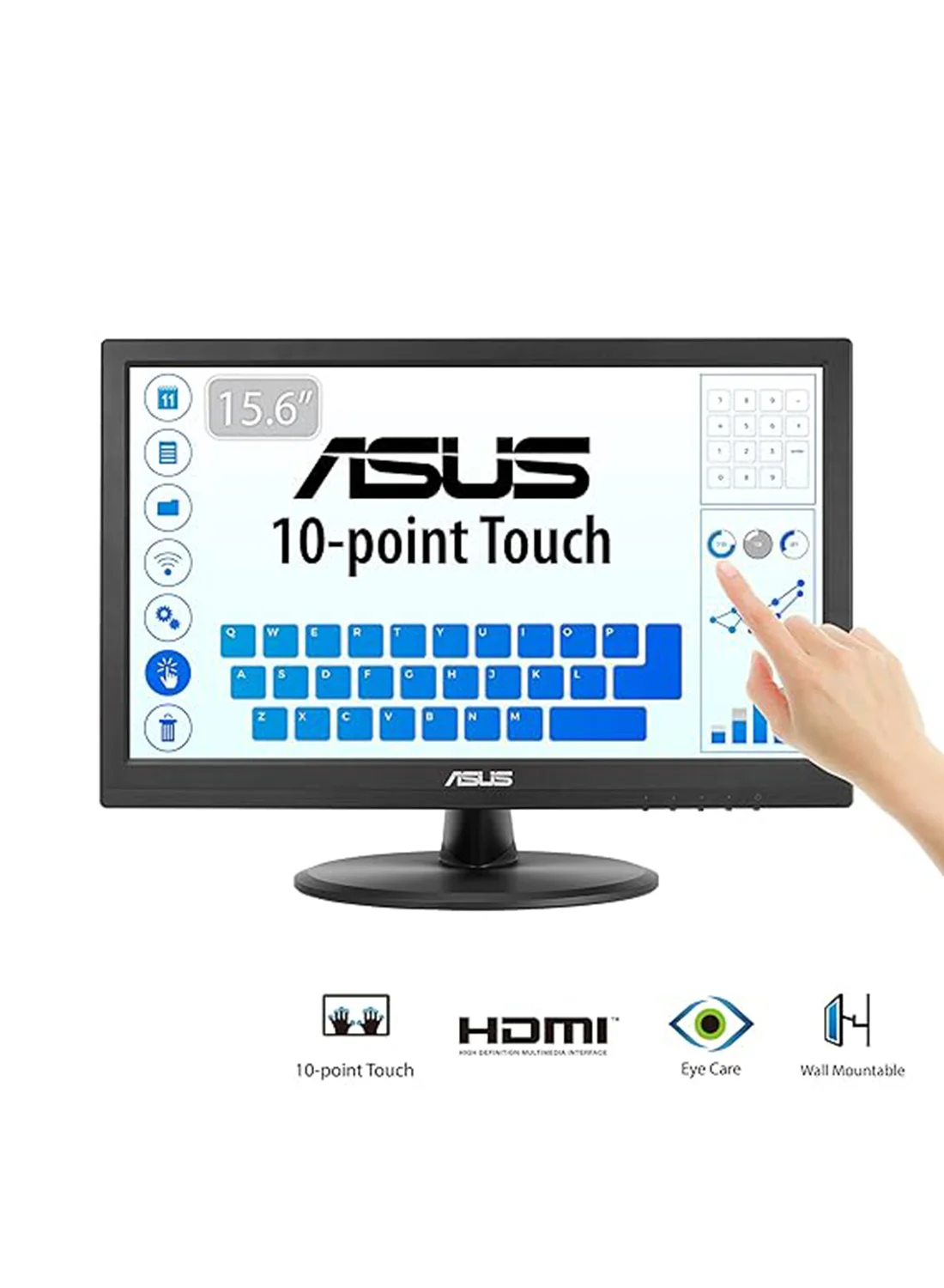 Premium 16-inch Touchscreen Monitor WXGA 1366x768 Display 60Hz Refresh Rate HDMI VGA Connectivity (Black, 40.6 cm) vyo3d
