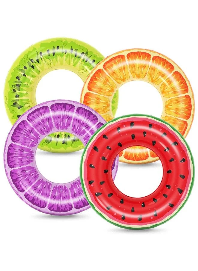 Jasonwell Inflatable Fruit Pool Floats Set (4 Pack, 60 cm) Durable Swim Rings for Kids and Adults Summer Water Party 283oj