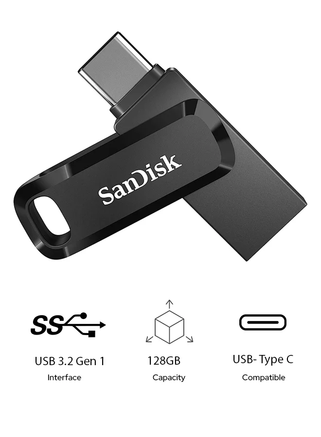 Premium Dual USB Type-C Flash Drive 128GB High-Speed Data Transfer for Smartphones Tablets and Laptops (Black, 128GB) q6iz2