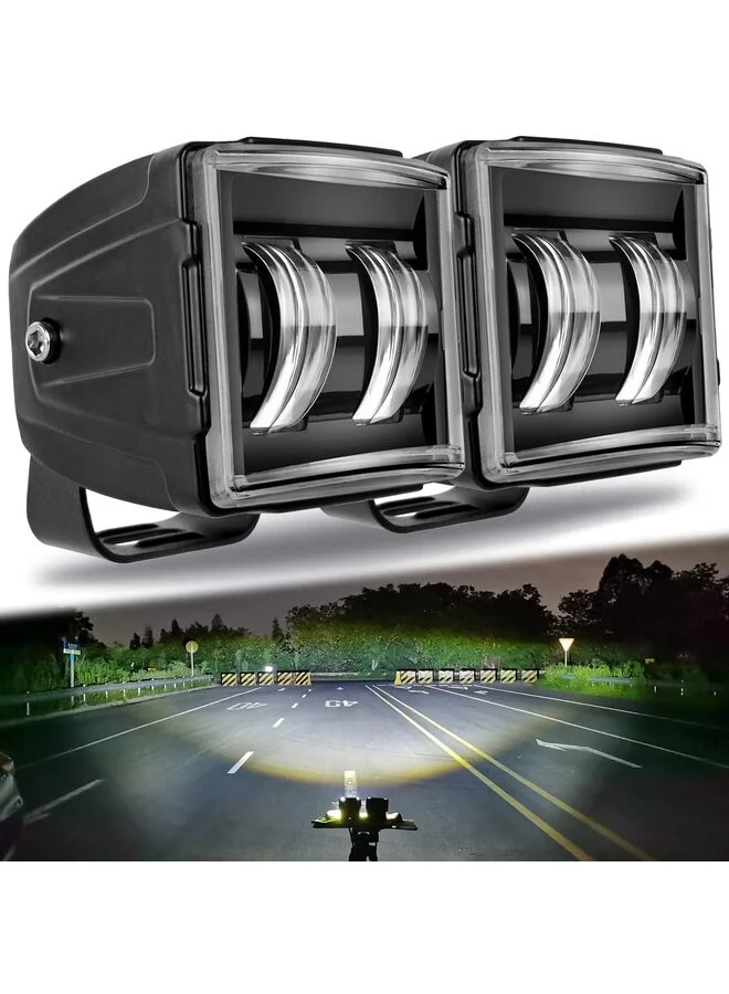 LAMAY 3 Inch LED Fog Light Pods (2 Pcs Set, White Flood Beam, 12V-24V Offroad Driving Lights for SUV Truck ATV) h86s7