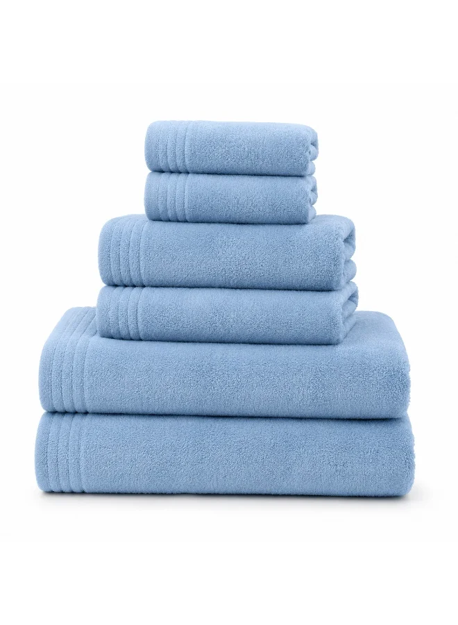 Donetella Premium Microfiber Towel Set (6-Piece) Ultra Soft Highly Absorbent Quick Dry Bathroom Essentials (Multi-Size) pxw52