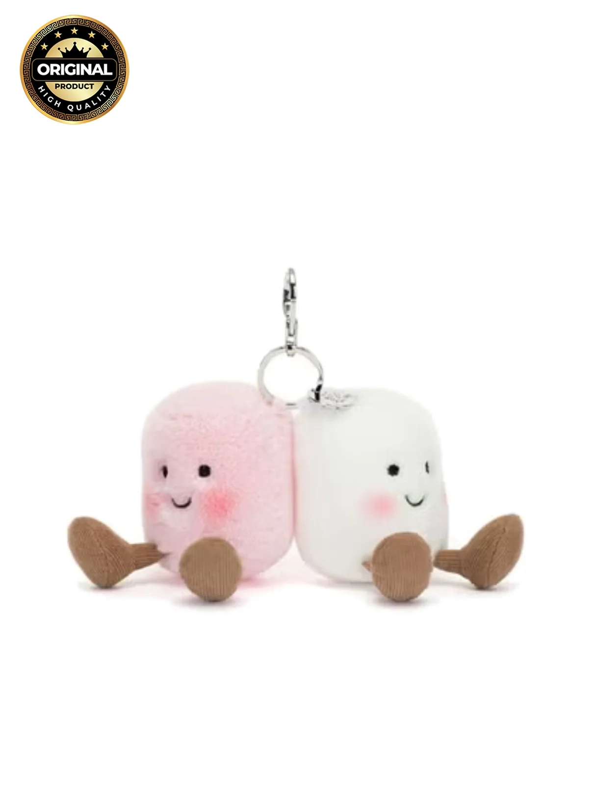 Premium Plush Marshmallow Duo Bag Charm (Pink & White, 10 cm) touqd