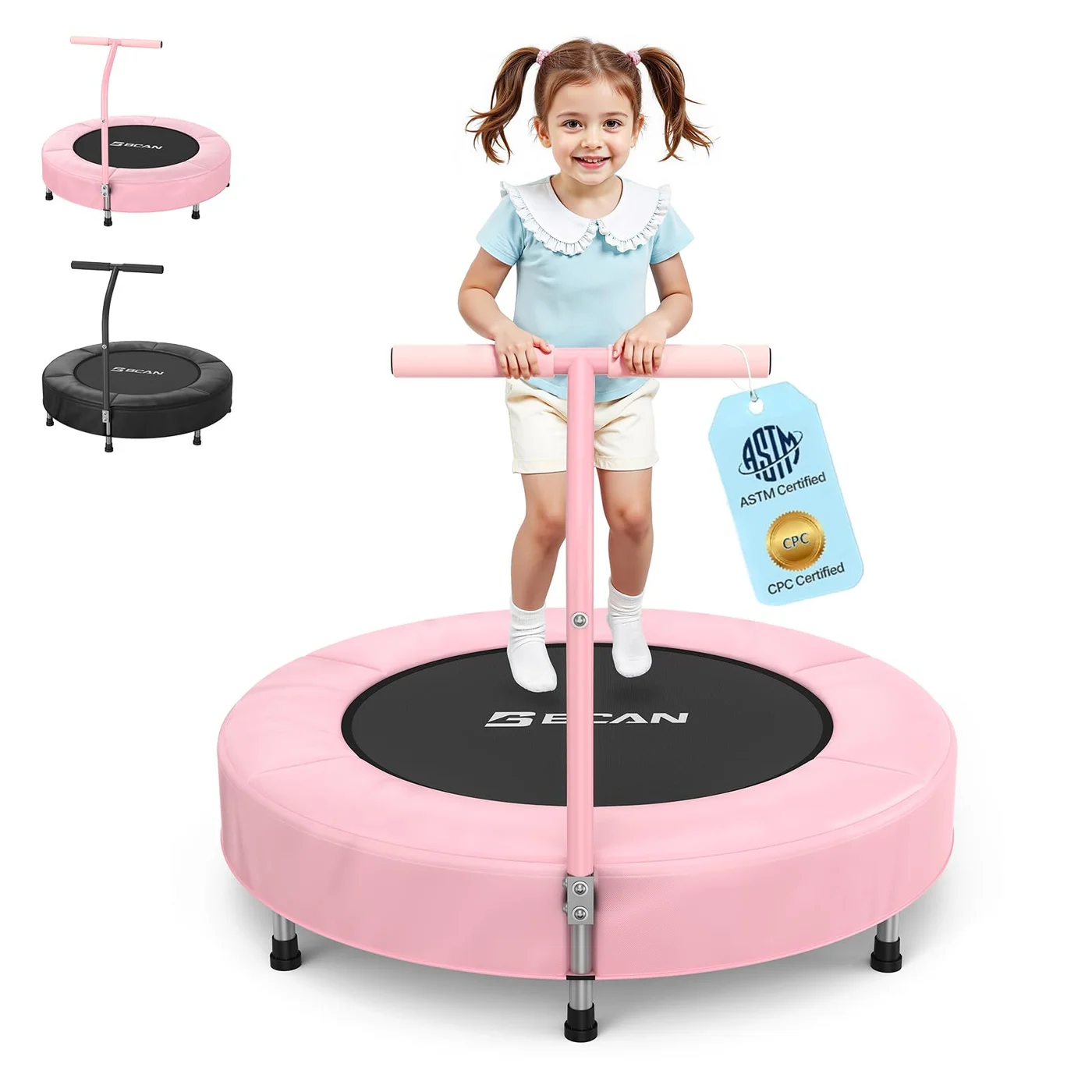 Premium Kids Indoor Mini Trampoline with Foam Handle and Safety Cover (91 cm) ufhvo