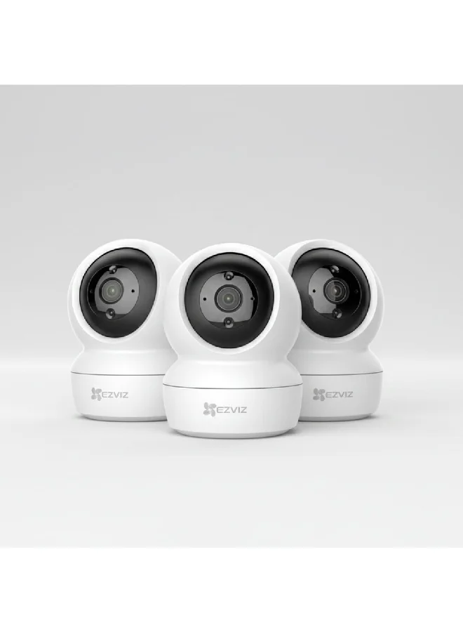 Smart Home Security Camera 1080P Wi-Fi Surveillance System with Motion Detection and Night Vision (White, 3 Pack) 8w4up