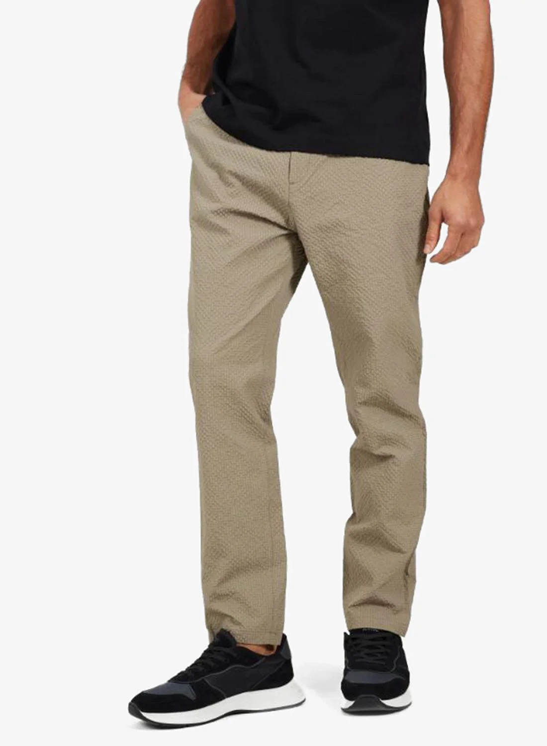 Brave Soul Mens Seersucker Pants Lightweight Casual Trousers with Elasticated Waist (Navy, Large) y4nmc
