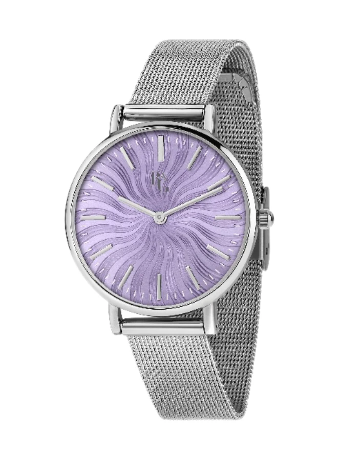 B&G Women's Analog Quartz Watch with Purple Dial and Silver Stainless Steel Band (32mm) zuhf0