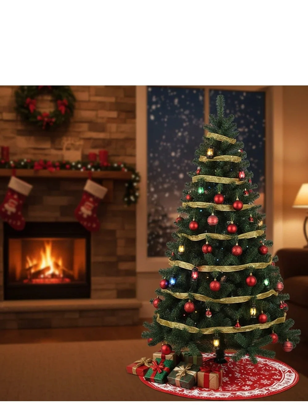 Y&D Artificial Christmas Tree with Metal Stand (Full-Bodied Holiday Decoration, 180 cm) asj5h