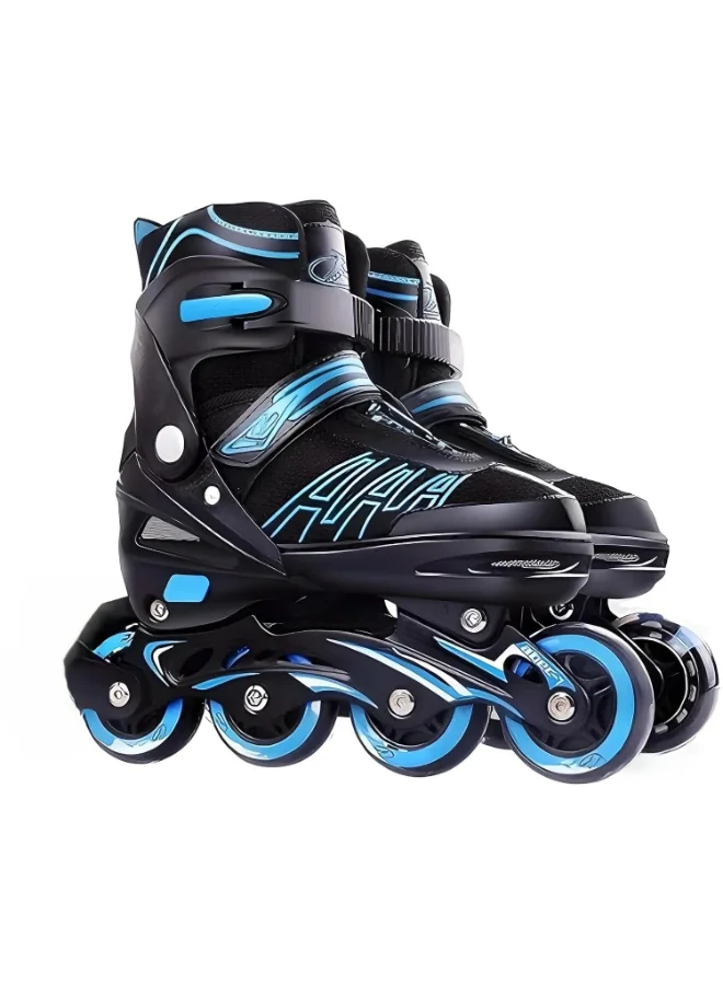 DEXO Adjustable Inline Skates Set for Kids and Adults, Premium Beginner Rollerblades with Helmet and Protective Gear (Medium) tvlg4