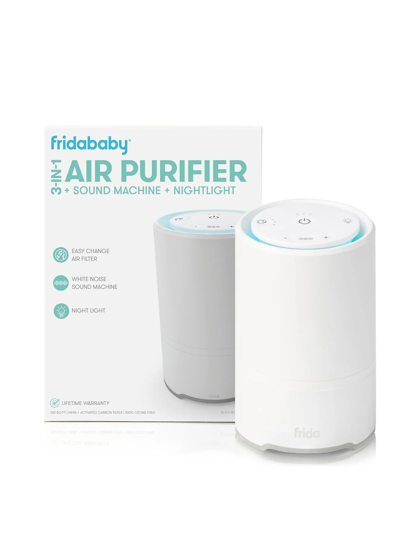 Premium 3-in-1 Nursery Air Purifier with Sound Machine and Nightlight (White, 1 Unit) nttos