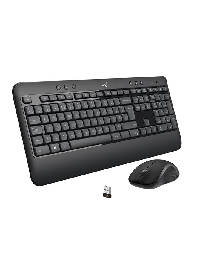 Premium Wireless Keyboard and Mouse Combo Ergonomic Full-Size Layout with USB Receiver for PC and Laptop (Black) x9xia