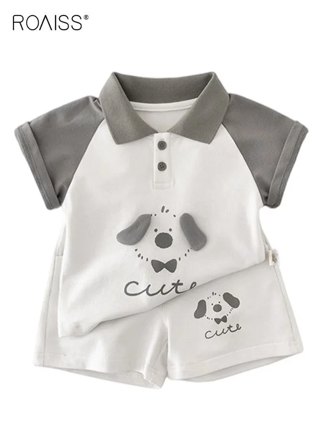 Roaiss Boys Summer Polo Shirt and Shorts Set (2-Piece Outfit, Breathable Cotton Blend, Casual Daily Wear) dndtm