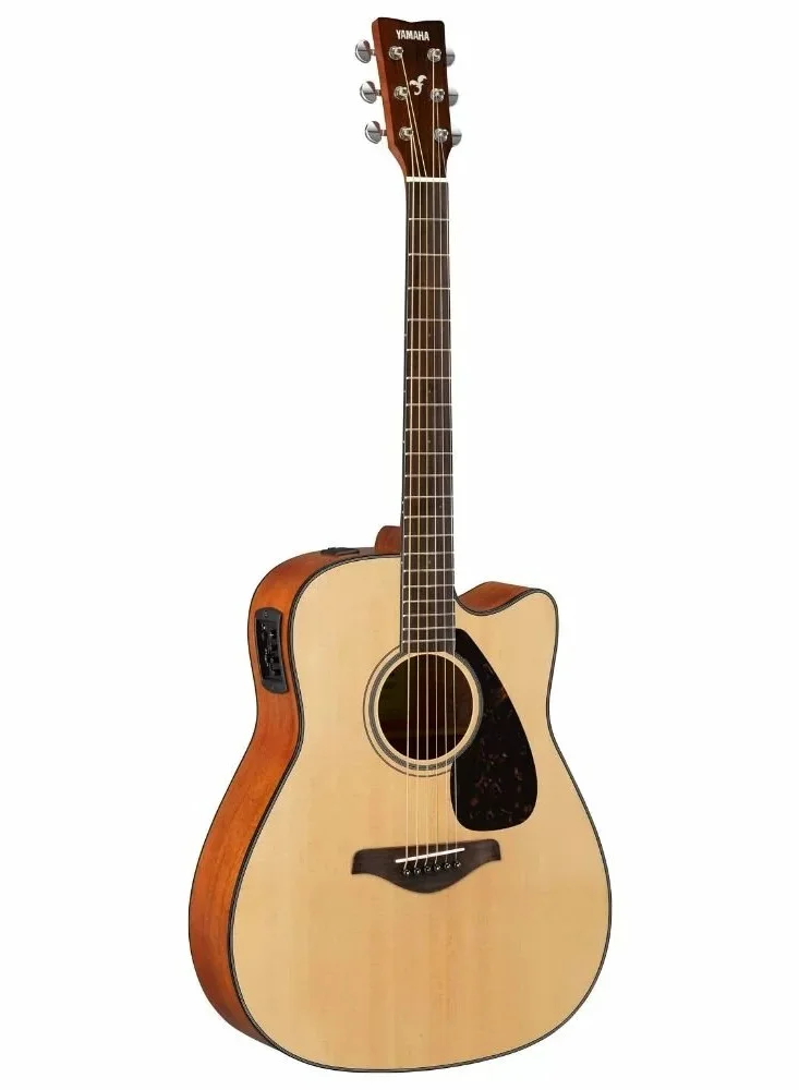 Premium Acoustic Electric Guitar Solid Top Cutaway Design Natural Finish (Full Size) 0fnrp