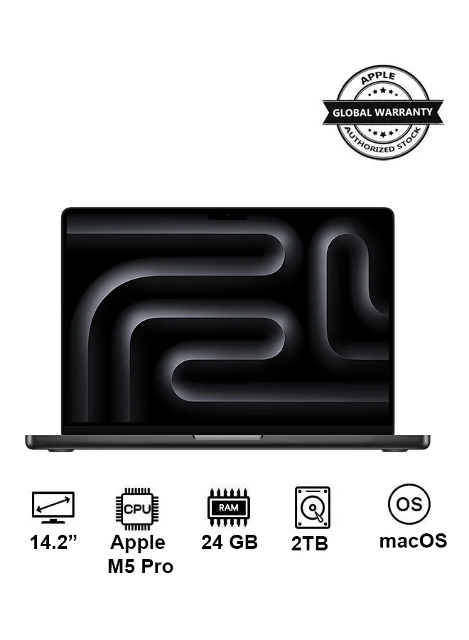 Premium Smart Laptop Pro 14.2-Inch Display (24GB RAM, 2TB SSD, Space Black, English & Arabic Keyboard) gc1mo
